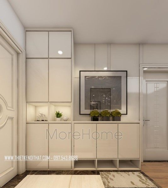 Mẫu tủ giày gỗ công nghiệp ở căn hộ Times City Park Hill 